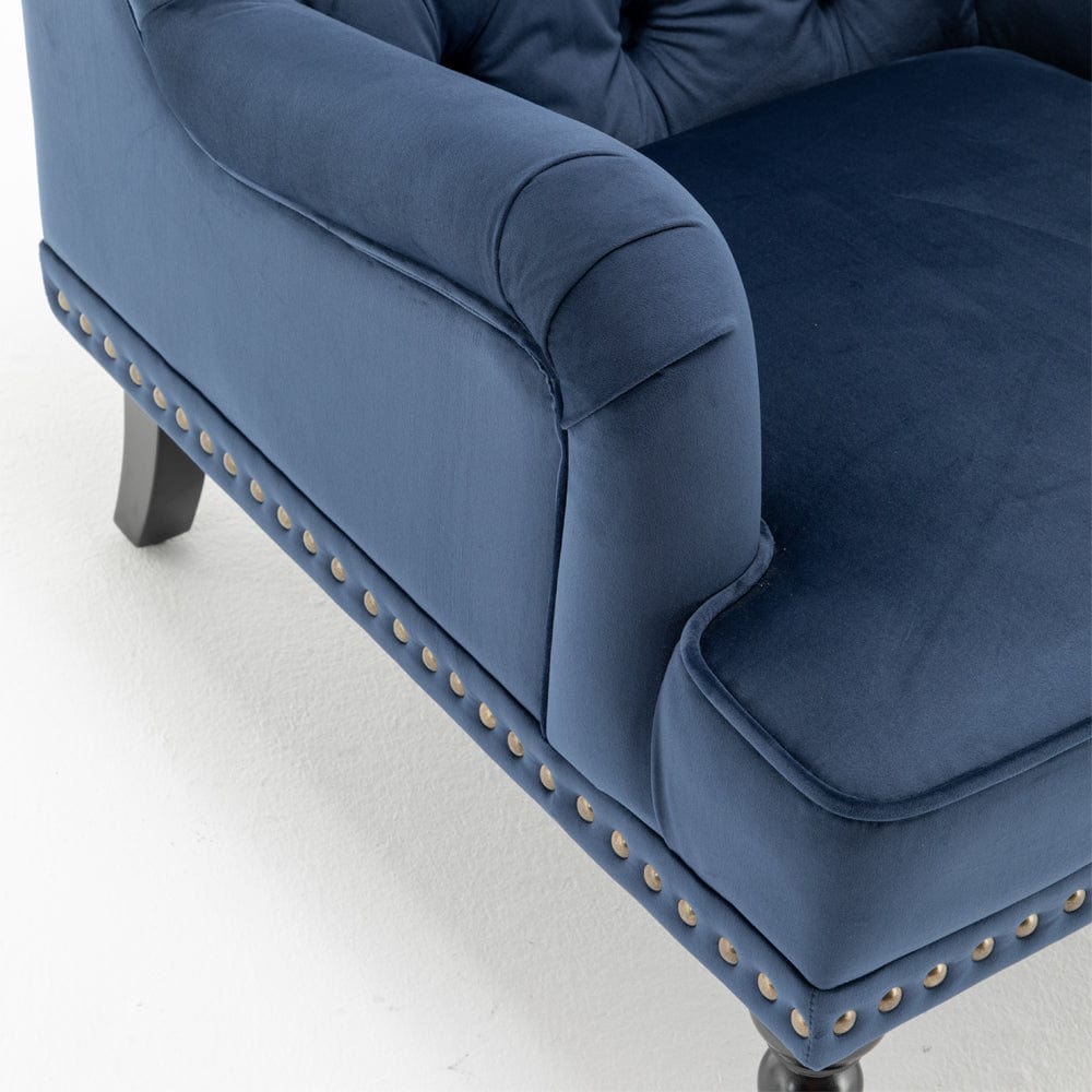 Darwin Velvet Accent Chair In Blue