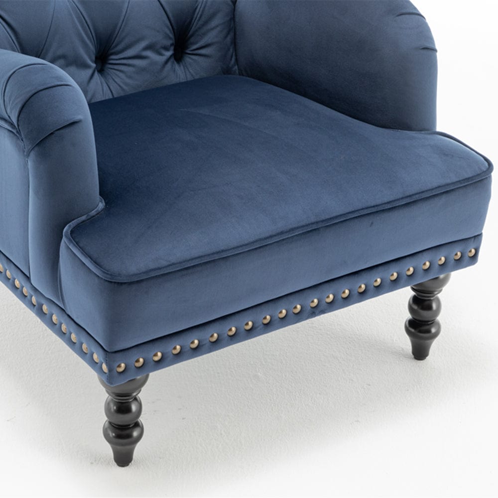 Darwin Velvet Accent Chair In Blue