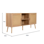Retro Oak Rattan Sideboard Display Side Cabinet Tv Stand