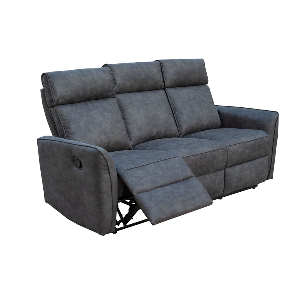 Leathaire Grey Manual Recliner Sofa / Armchair Set