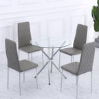 Orsa Round Dining Table Set With 4 Dining Chairs In Grey
