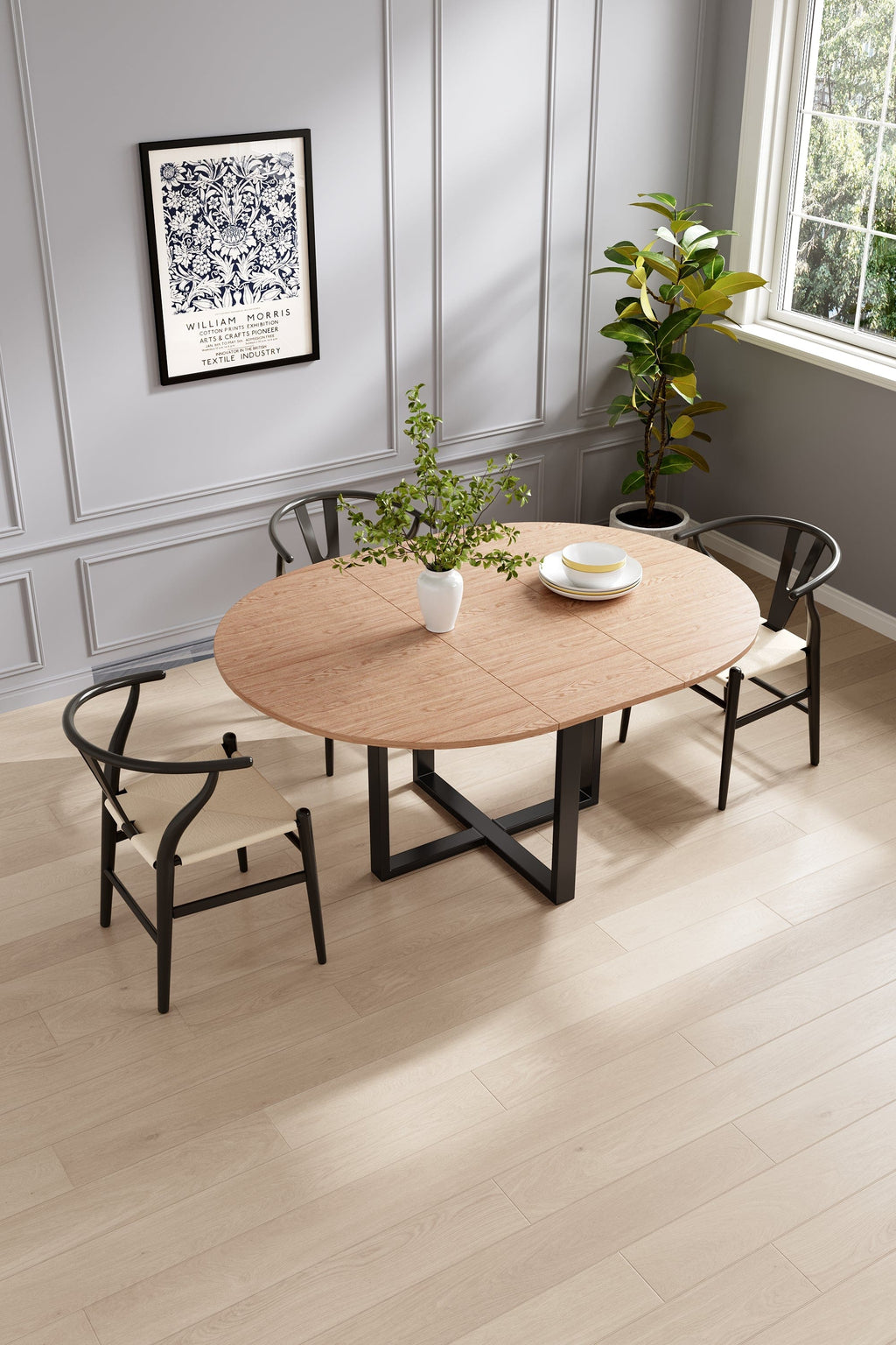 Belluno Industrial Style 160cm Round Extending Dining Table