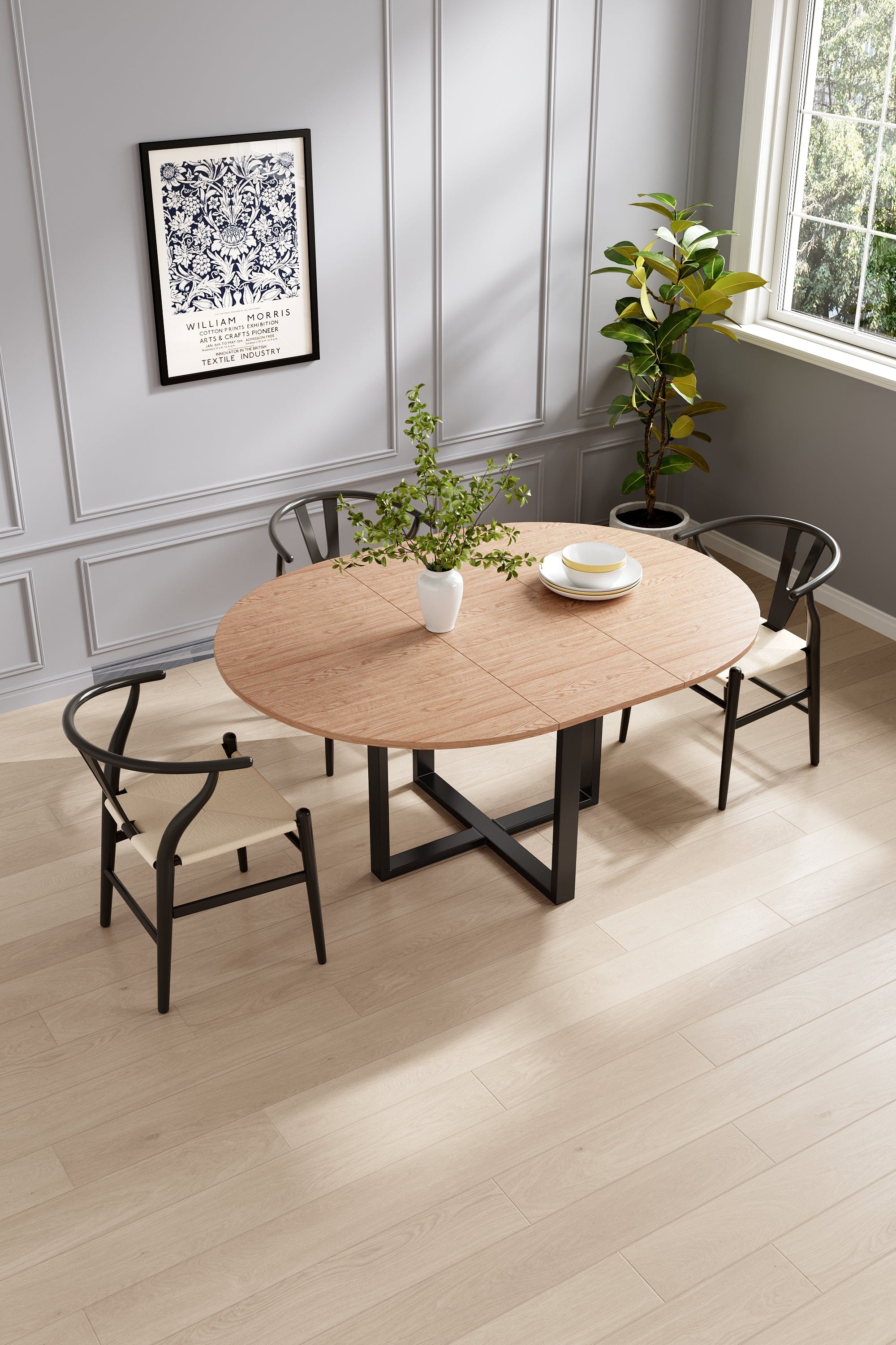 Belluno Industrial Style 160cm Round Extending Dining Table