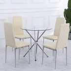 Orsa Round Dining Table Set With 4 Dining Chairs In Cream