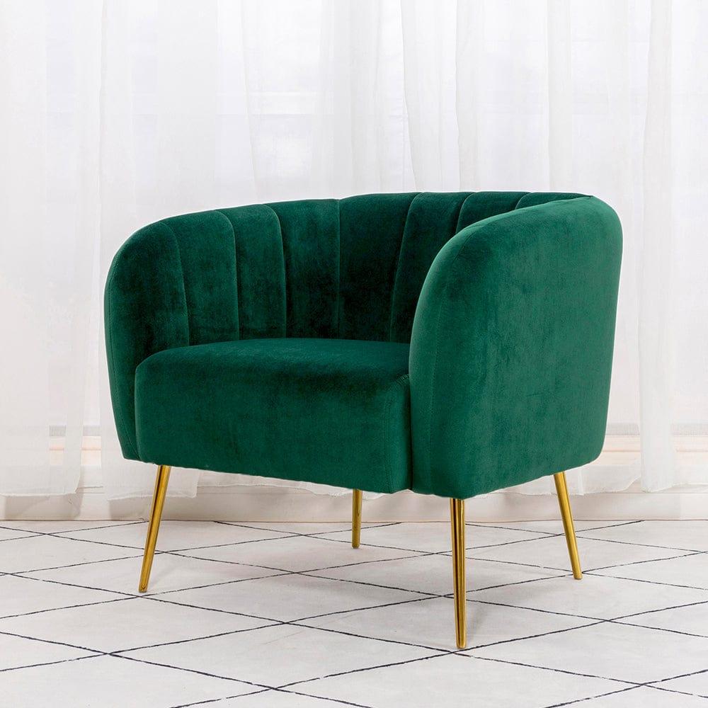 Russell Velvet Armchair In Green