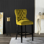 Avers Velvet Button Back Bar Stool Bar Chair