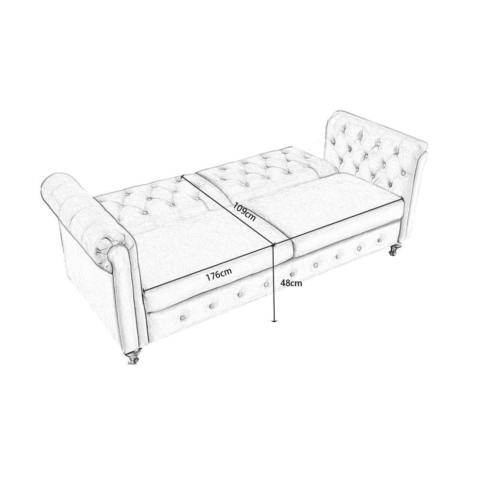 Toronto 3 Seater Chesterfield Style Velvet Sofa Bed In Mustard