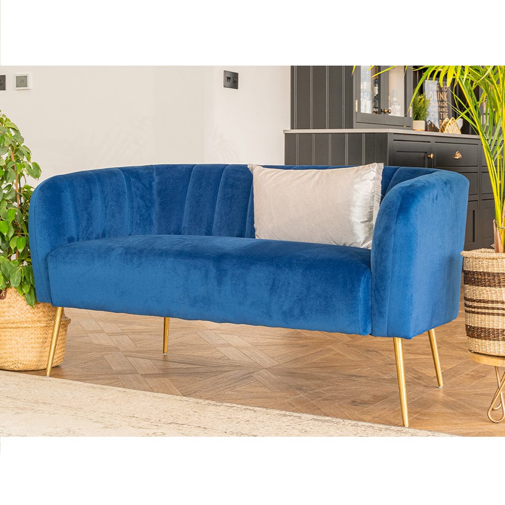Russell Velvet Two Seater Sofa In Blue