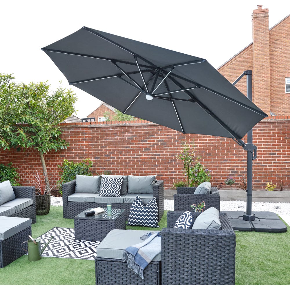 Roma 3.5M Cantilever Parasol with Solar LED lights