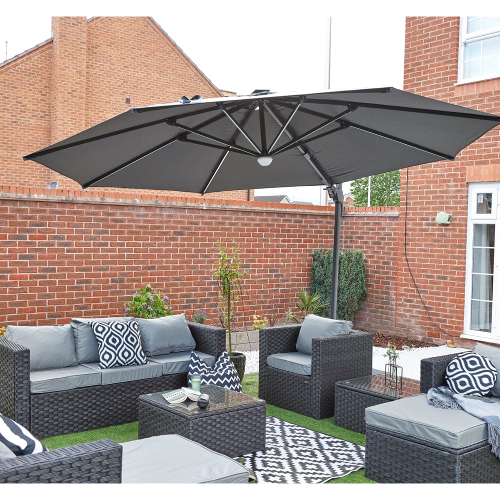 Roma 3.5M Cantilever Parasol with Solar LED lights