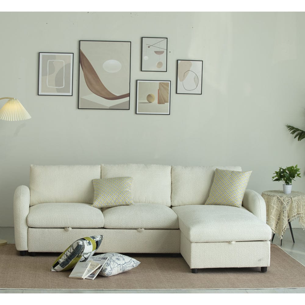 Teddy Fleece 3 Seater Corner Sofa Boucle Storage Sofa With Chaise