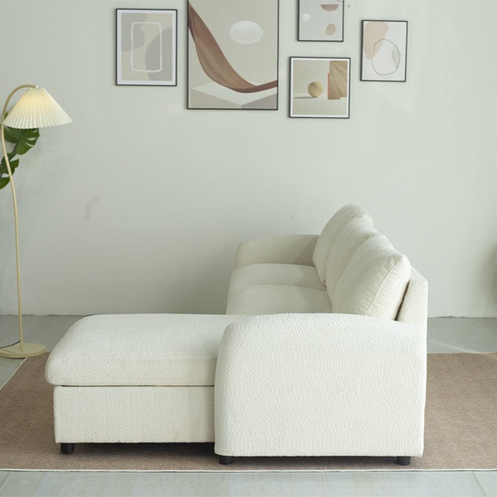 Teddy Fleece 3 Seater Corner Sofa Boucle Storage Sofa With Chaise