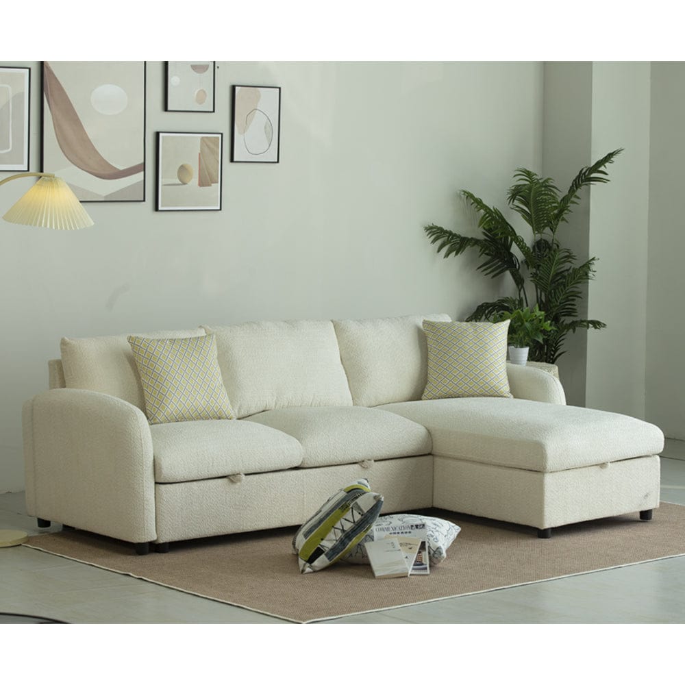 Teddy Fleece 3 Seater Corner Sofa Boucle Storage Sofa With Chaise