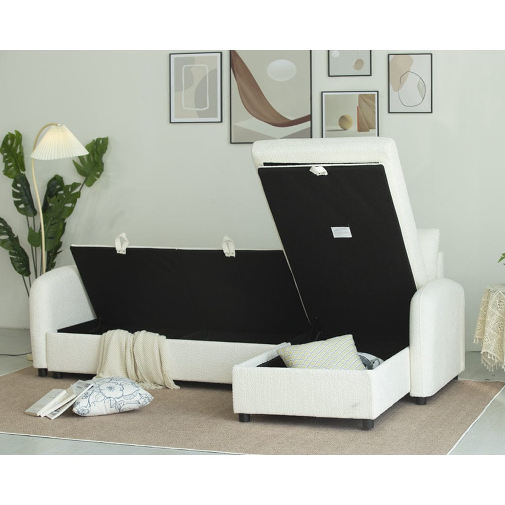 Teddy Fleece 3 Seater Corner Sofa Boucle Storage Sofa With Chaise