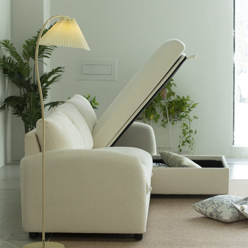 Teddy Fleece 3 Seater Corner Sofa Boucle Storage Sofa With Chaise