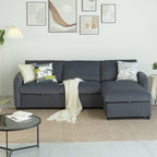 Anti-Scratching Microfibre Fabric Corner Sofa Storage Sofa 3 Seater Corner Sofa With Chaise