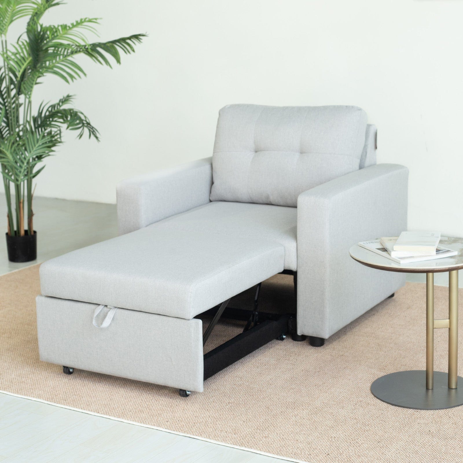 Upholstered Foldable Sofa Bed Pullout Sofa Convertible Sleeper Chair With Arms