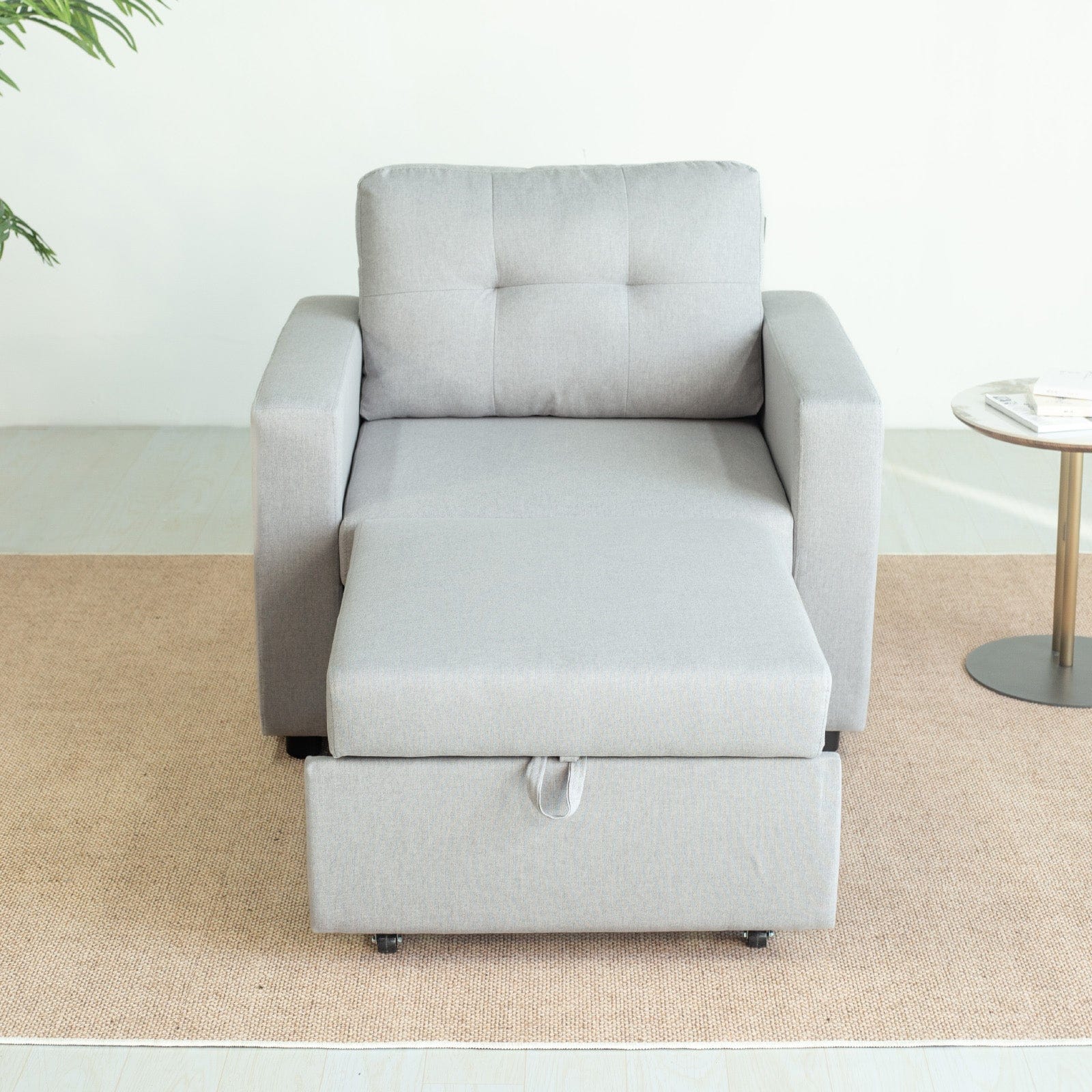 Upholstered Foldable Sofa Bed Pullout Sofa Convertible Sleeper Chair With Arms