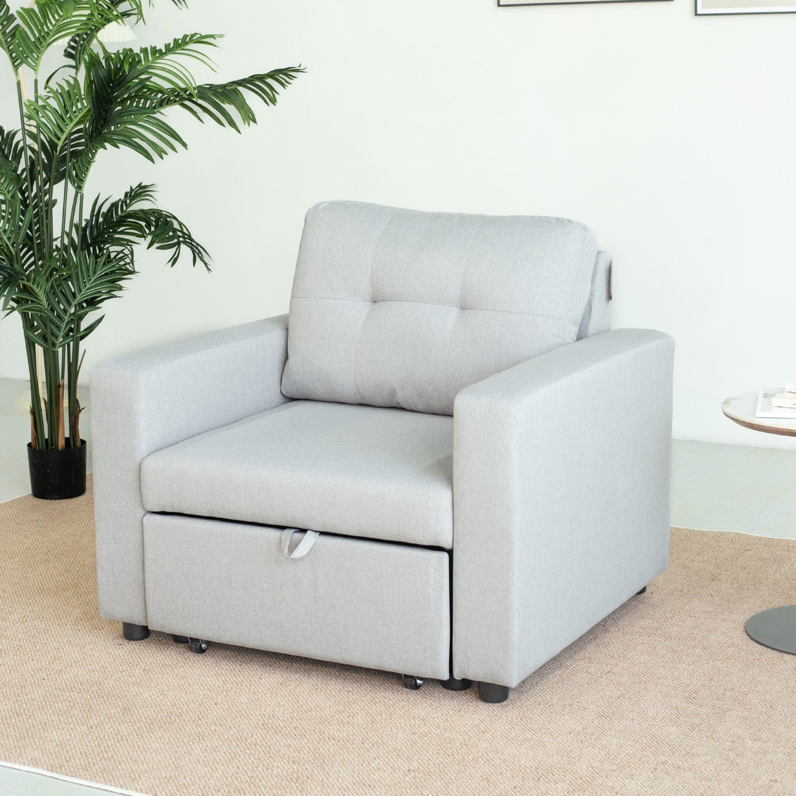 Upholstered Foldable Sofa Bed Pullout Sofa Convertible Sleeper Chair With Arms