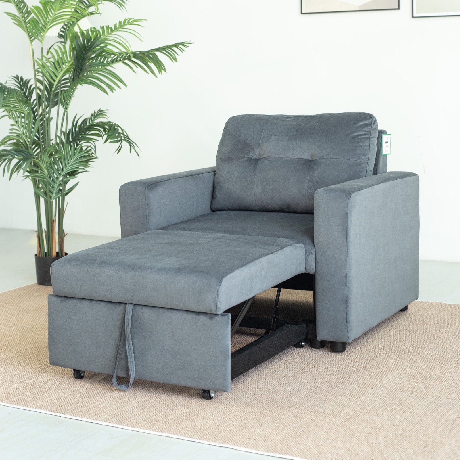 Upholstered Foldable Sofa Bed Pullout Sofa Convertible Sleeper Chair With Arms