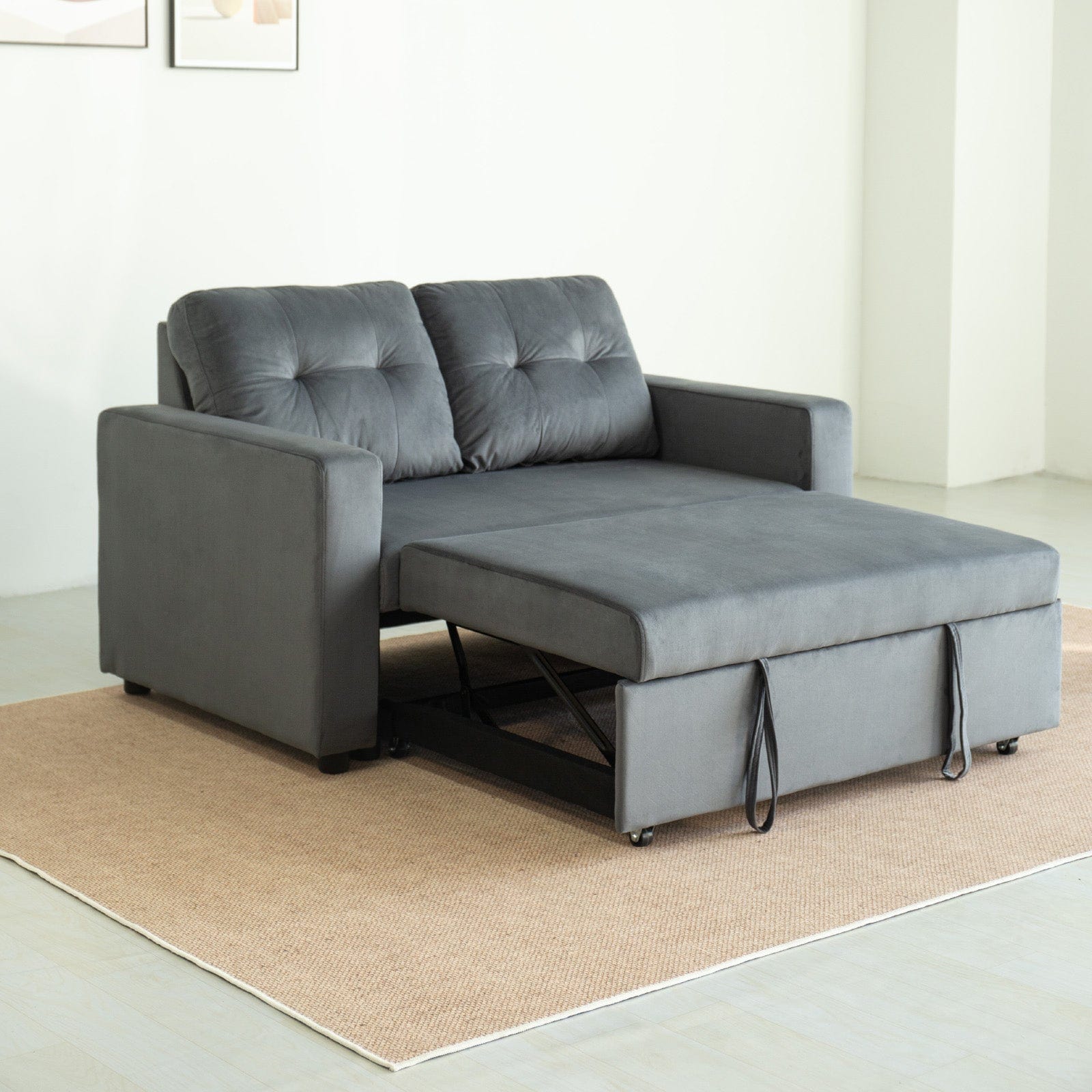 Upholstered Foldable Sofa Bed Pullout Sofa Convertible Sleeper Chair With Arms