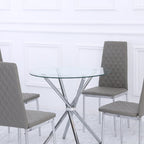 Orsa Round Dining Table Set With 4 Dining Chairs In Grey