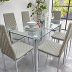 Orsa Dining Table Set With 6 Chairs In Grey