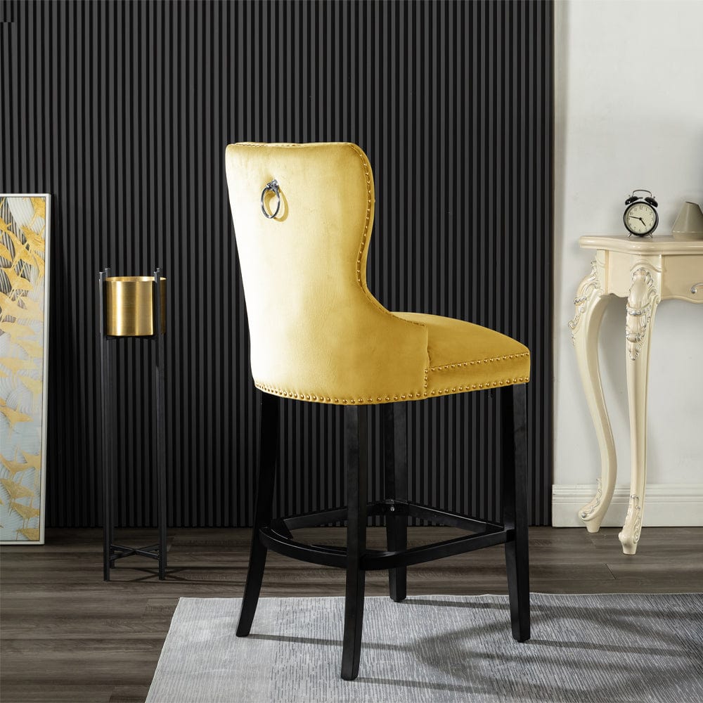 Avers Velvet Button Back Bar Stool Bar Chair