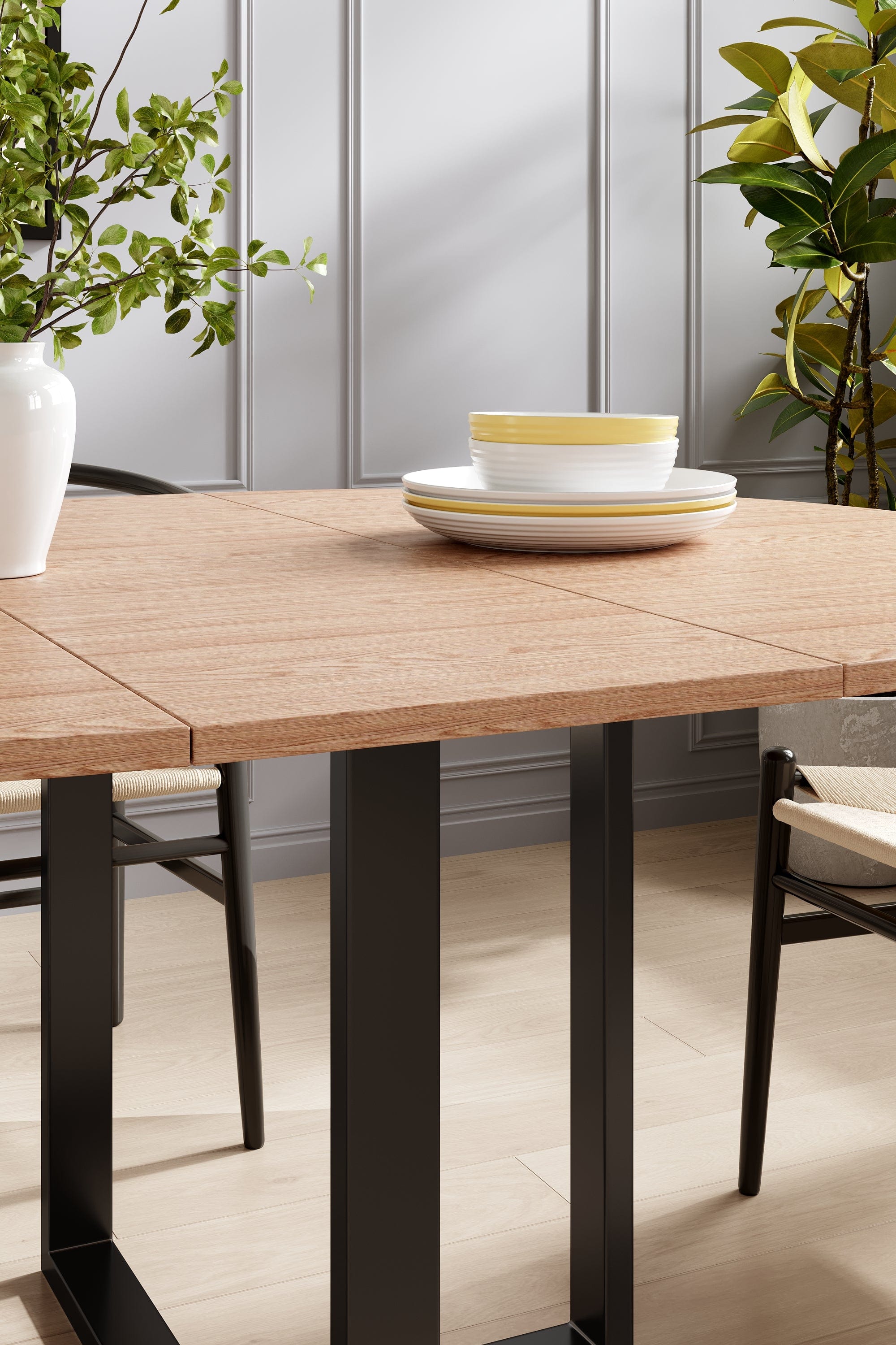 Belluno Industrial Style 160cm Round Extending Dining Table