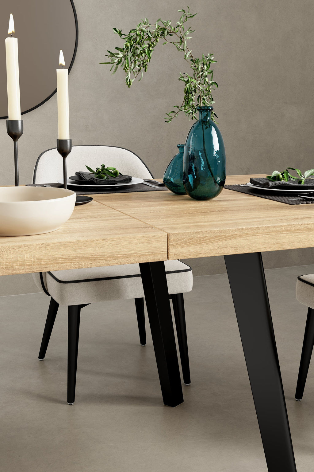 Belluno 180cm Extending Dining Table Set With Bench And 4 Chairs - Green