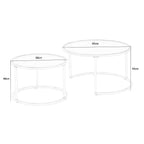 Etta Set Of 2 Nesting Coffee Table Round End Table with Glass Top
