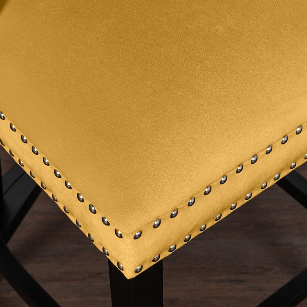 Avers Velvet Button Back Bar Stool Bar Chair