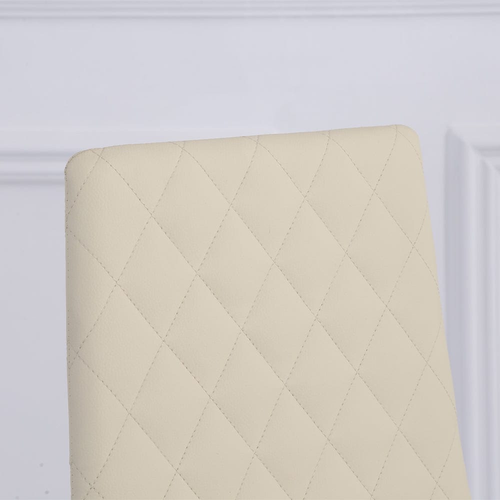 Orsa Dining Tempered Glass Table Set With 6 Chairs In Cream