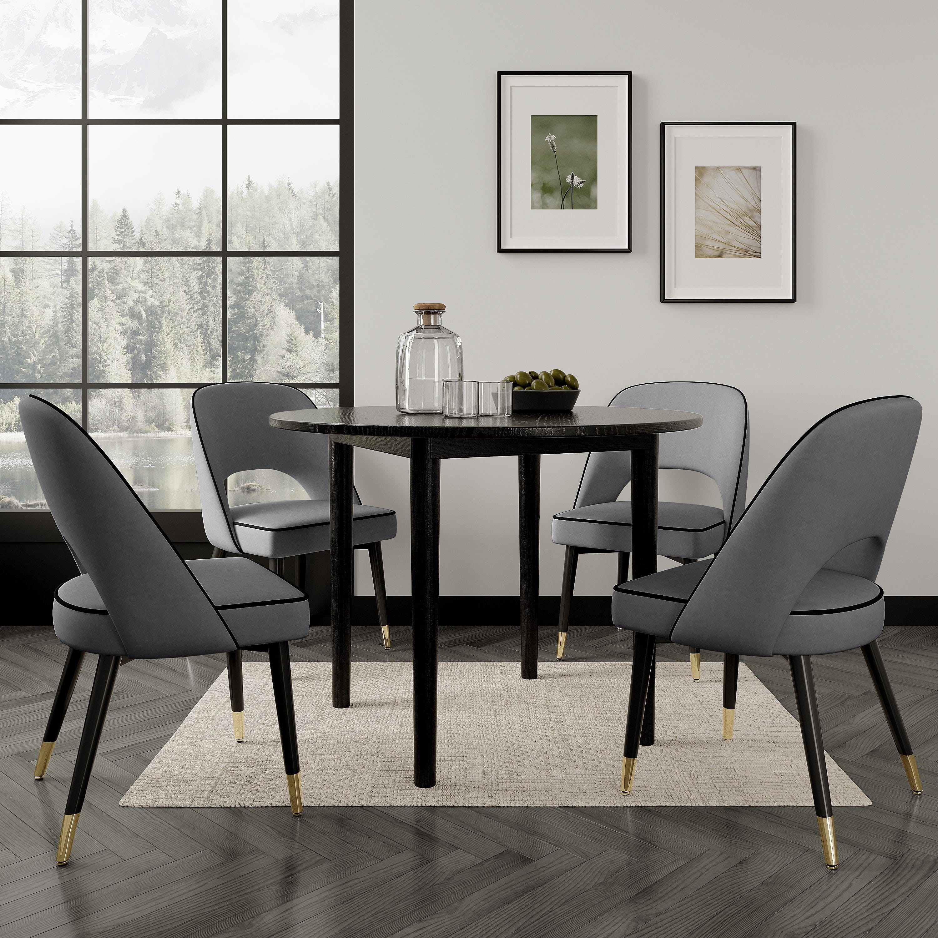 Luna Round Dining Table Set With 2-4 Seater Chairs