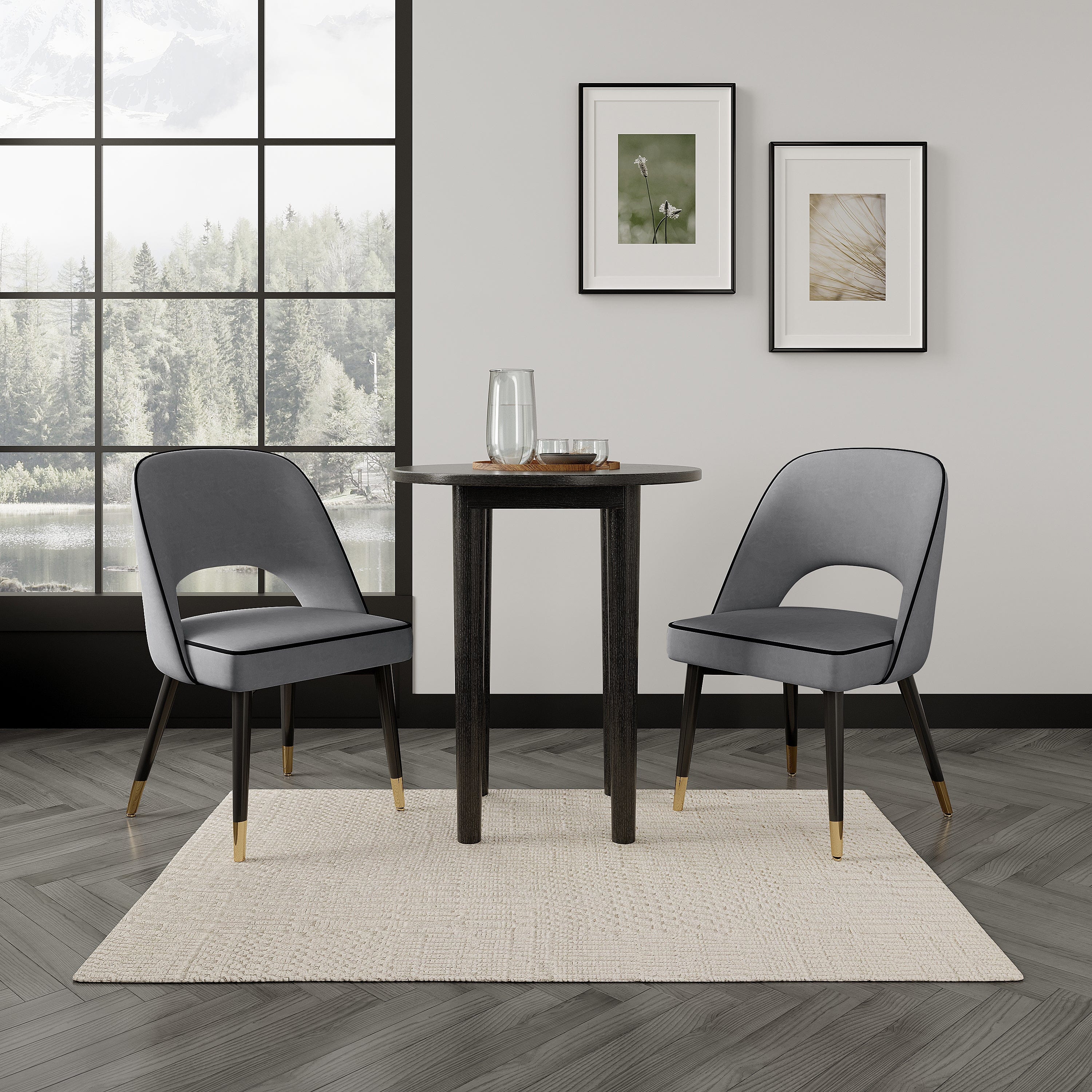 Luna Round Dining Table Set With 2-4 Seater Chairs