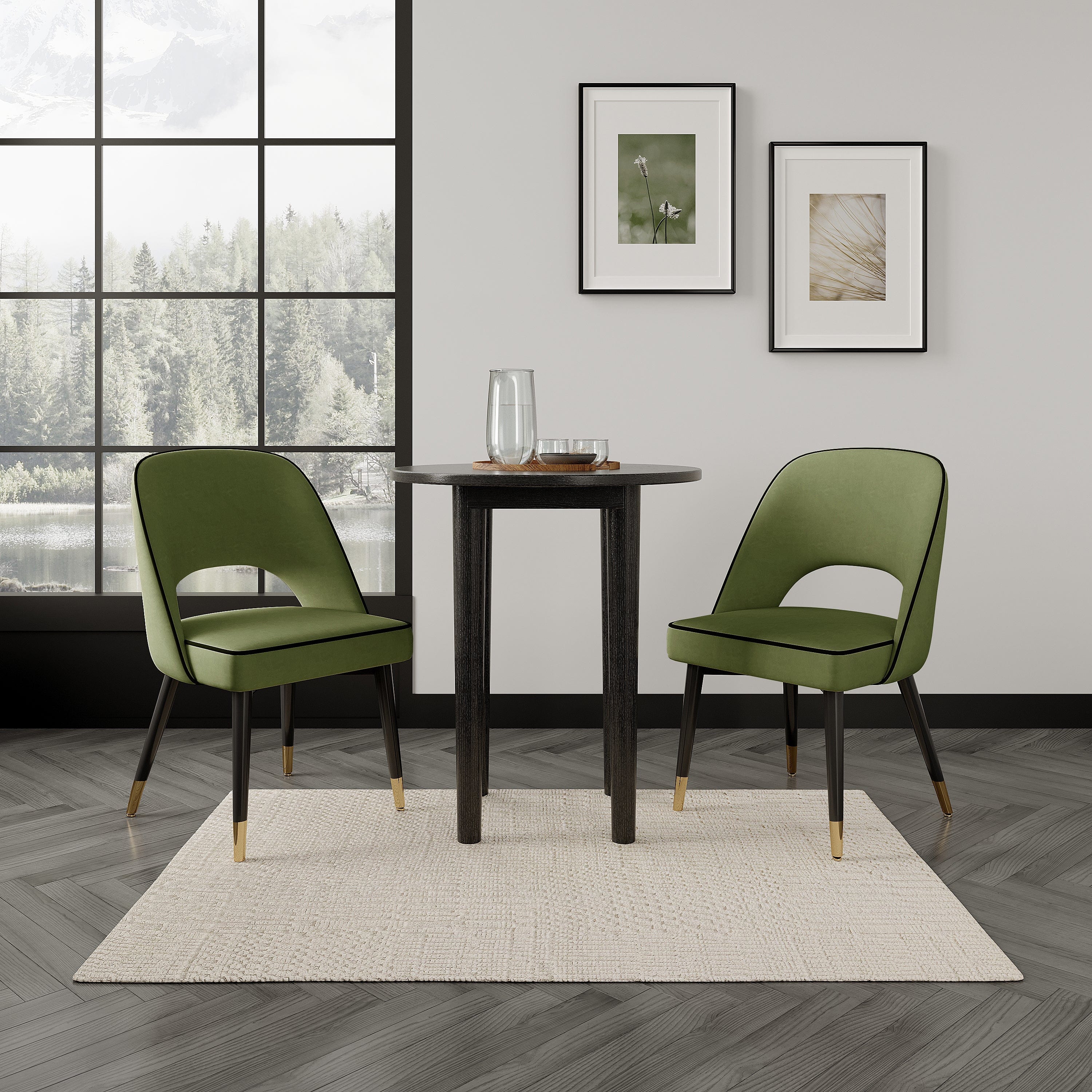 Luna Round Dining Table Set With 2-4 Seater Chairs
