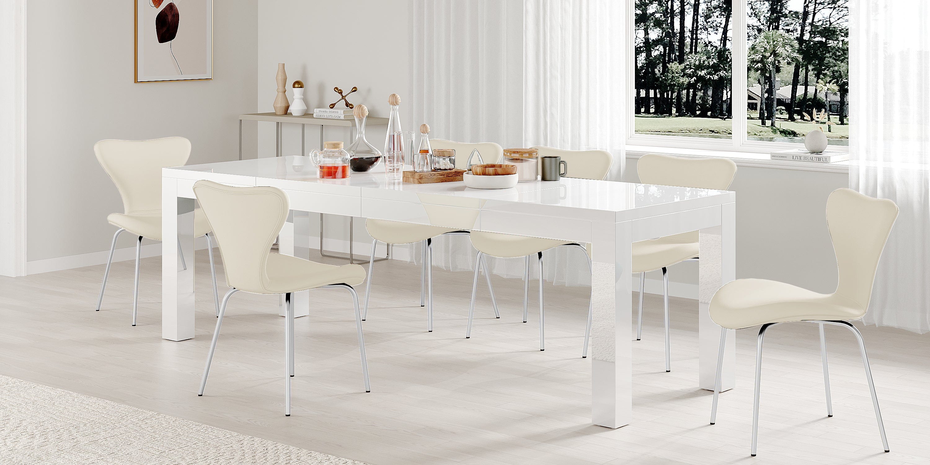 Agata 120cm - 240cm Transformer Table High Gloss Extending Dining Table