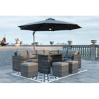 Rosen 9 Seater Rattan Garden Dining Set In Grey