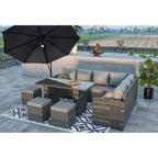 Rosen 9 Seater Rattan Garden Dining Set In Grey