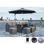Rosen 9 Seater Rattan Garden Dining Set In Grey