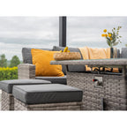 Rosen 9 Seater Fire Pit Rattan Garden Furniture Corner Dining Sofa Set In Grey