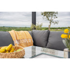 Rosen 9 Seater Fire Pit Rattan Garden Furniture Corner Dining Sofa Set In Grey