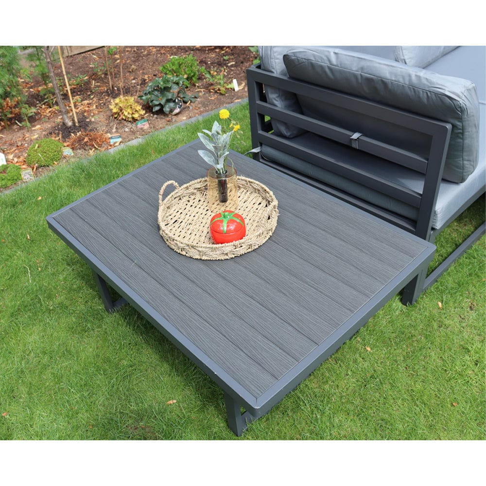 Hamburg Outdoor 8-Seater Garden Modular Steel Dining Set With Fire Pit Table And 2 Coffee Tables