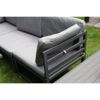 Hamburg Outdoor 8-Seater Garden Modular Steel Dining Set With Fire Pit Table And 2 Coffee Tables