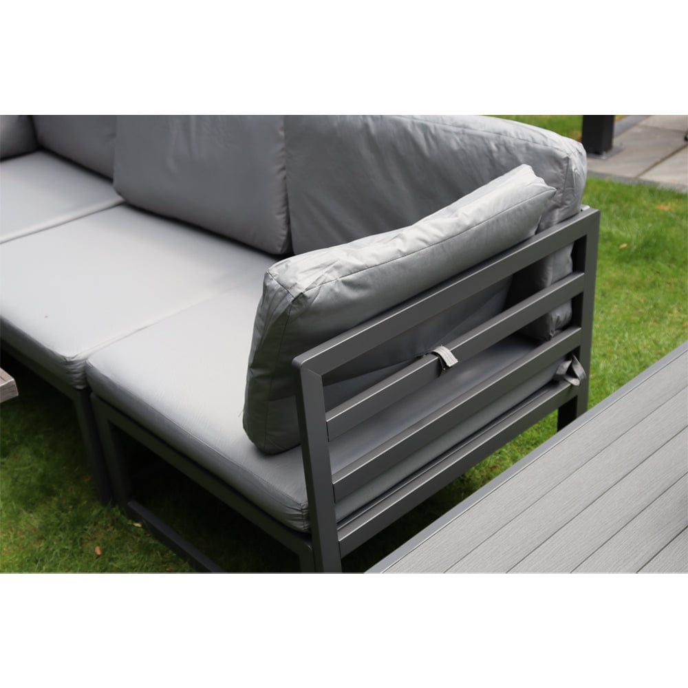 Hamburg Outdoor 8-Seater Garden Modular Steel Dining Set With Fire Pit Table And 2 Coffee Tables