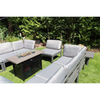 Hamburg Outdoor 8-Seater Garden Modular Steel Dining Set With Fire Pit Table And 2 Coffee Tables