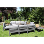 Hamburg Outdoor 8-Seater Garden Modular Steel Dining Set With Fire Pit Table And 2 Coffee Tables