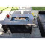 Barcelona Rattan Garden Furniture 9 Seater Corner Sofa Set with Fire pit Dining Table in Black Or Grey