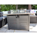 Barcelona Rattan Garden Furniture 9 Seater Corner Sofa Set with Fire pit Dining Table in Black Or Grey