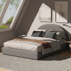 Marshmuff Linen Bed Frame With Curved Headboard King Bed or Double Bed